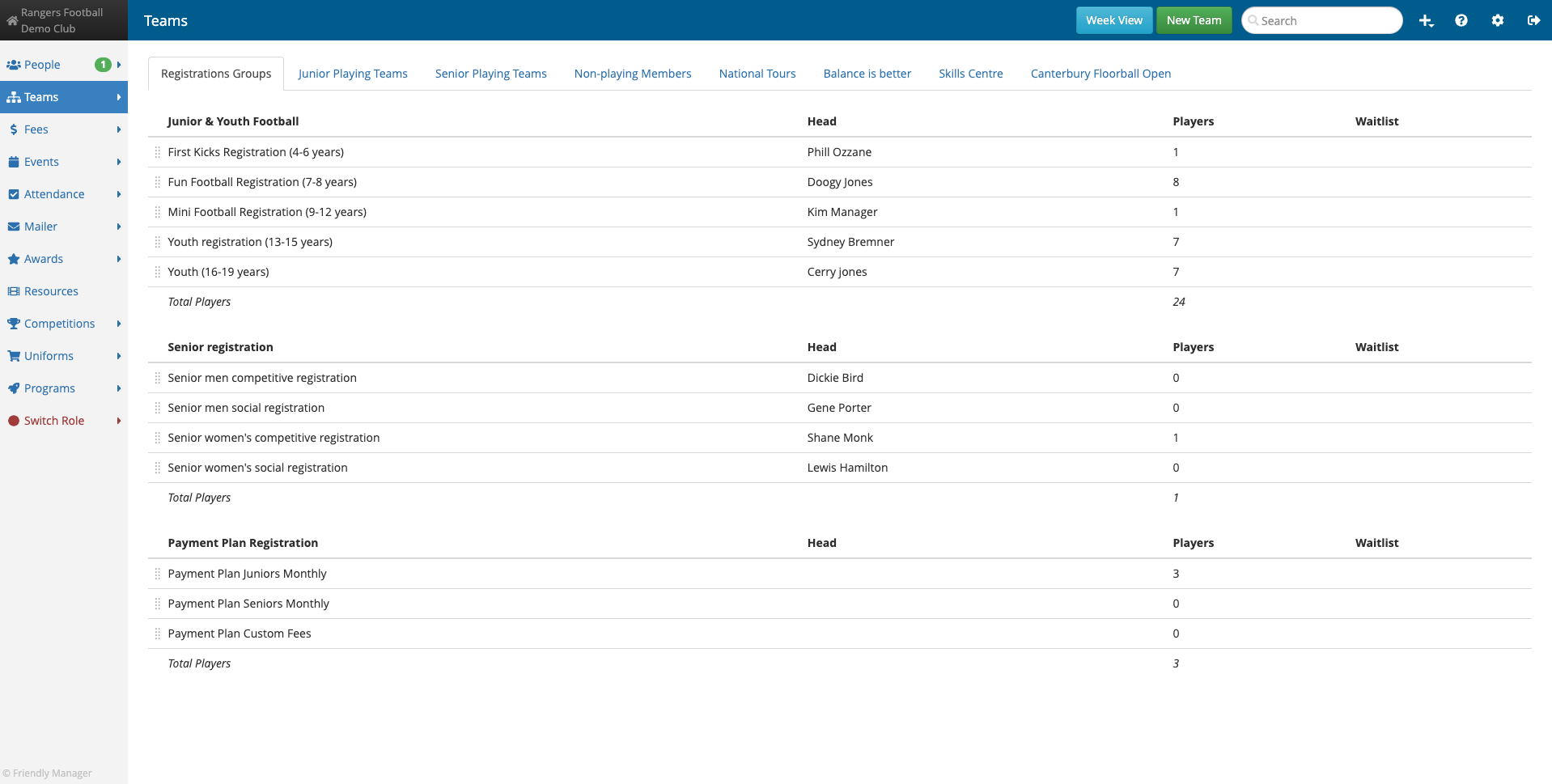 screenshot of Friendly Manager